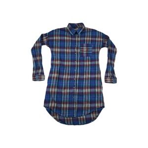 Vans Women's Size Small Flannel Plaid Shirt Dress Red‎ Blue Long Sleeve